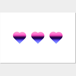 Bi+ Hearts Omnisexual Flag (Vertical Gradient Trio) Posters and Art